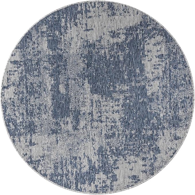 Keen Home Design Terrace Outdoor Round Rug - 8ft Round Washable Indoor/Outdoor Rug for Patio, Kitchen, Balcony, Beach, Garden, Deck and Porch, Size: 7'7" Round-Ruum Studio Home