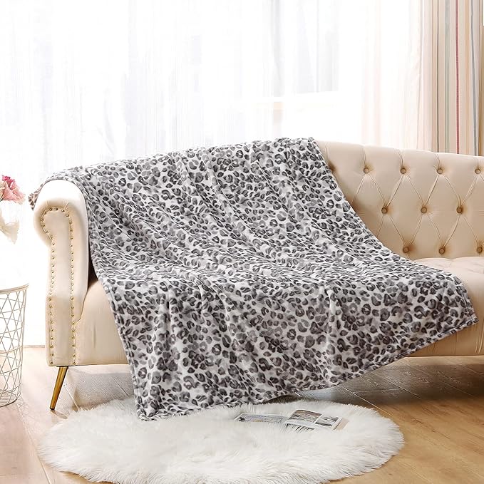 MERRYLIFE Cheetah Throw Blanket for Couch | Soft Decorative Ultra-Plush Colorful| Throw Size Travel Blanket Plush|(50" 60", Snow Leopard)-Ruum Studio Home