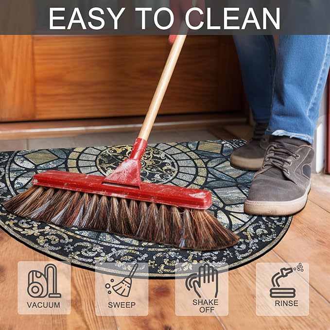 CHICHIC Entrance Door Mat Large 24 x 36 Inch Entry Way Doormat Front Door Rugs Outdoors Heavy Duty Welcome Mat Non Slip Rubber Back Low Profile for Garage, Patio, High Traffic Area, Blue-Ruum Studio Home