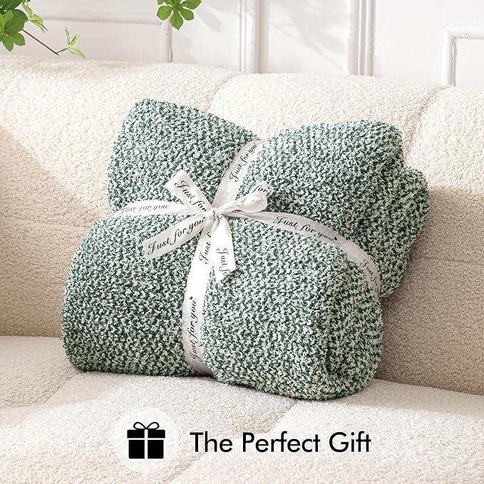 MIULEE Green Super Soft Throw Blanket for Bed, Twin Size Cozy Fluffy Warm Blankets Knit Blankets for Couch, Sofa, Chair, Living Room, Camping, Picnic, 60 x 80 inch-Ruum Studio Home