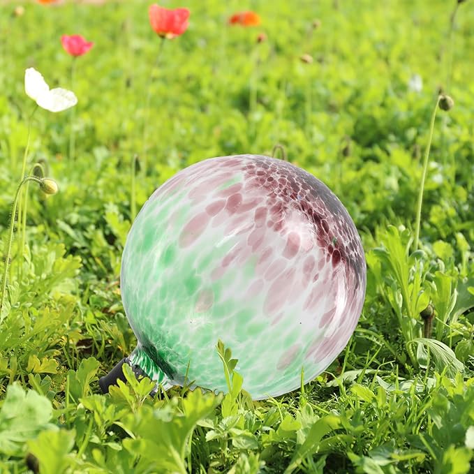 Gazing Ball 10 Inch Glass Reflective Garden Globe Outdoor Gazing Globe Sphere Yard Ornament for Garden Yard Home Outdoor Decoration Gift for Women (Green)-Ruum Studio Home