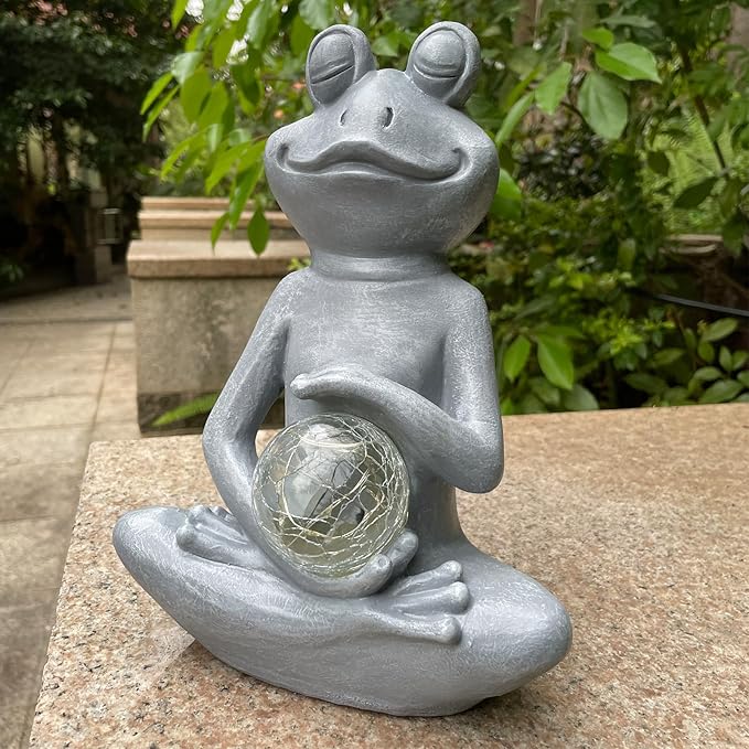 Solar Frog Garden Figurines Solar Lights Yoga Frog Statue for Outdoor Garden Patio Yard Frog Decor Gifts for Women Grandma Mother's Day Birthday Gifts-Ruum Studio Home
