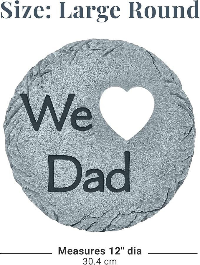 Let's Make Memories Personalized Garden Stone - Resin - Custom Garden Décor - Round Stone with Heart Cutout - for Dad - for Father's Day-Ruum Studio Home
