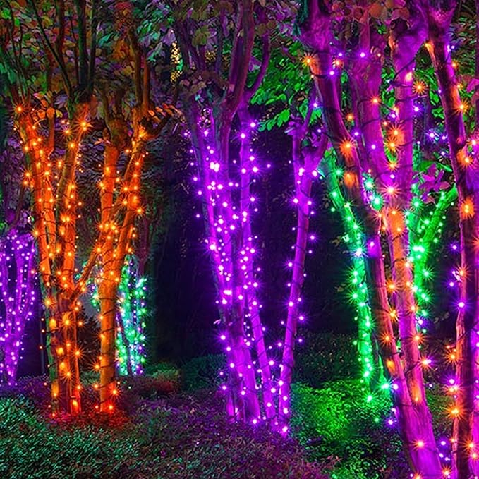 DAZZLE BRIGHT Halloween 300 LED String Lights, 100FT Connectable String Lights with 8 Lighting Modes, Halloween Decorations for Party Carnival Supplies, Indoor Outdoor Yard Garden Decor (Purple)-Ruum Studio Home