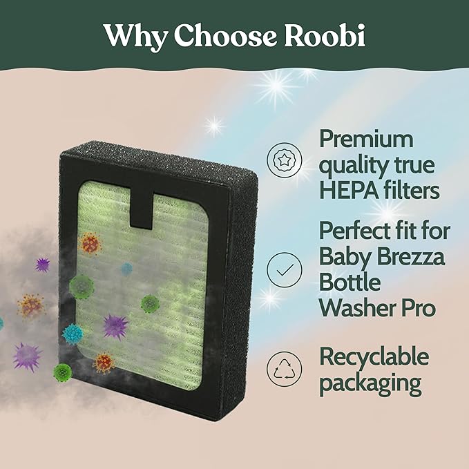 Roobi Hepa Filters Compatible with Baby Brezza. Specially Formulated for Washer Pro. 4 Carbon Neutral Replacement Pack.-Ruum Studio Home