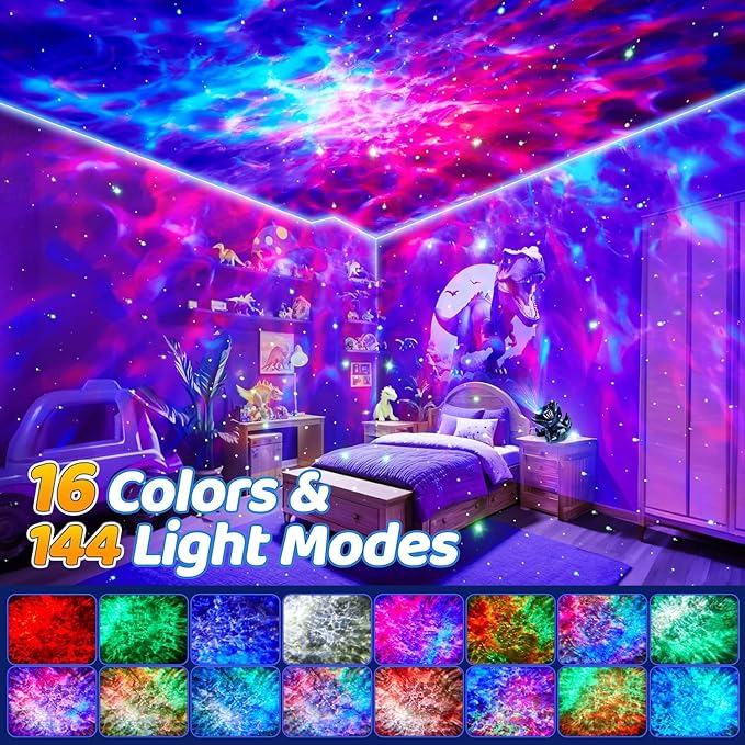 Dinosaur Baby Sound Machine Night Light Projector, 22 White Noise Machine Baby 5.3 Bluetooth Speaker, 196Color Remote Control | Toddler Night Light for Kids, Boy Gift Dinosaur Decor Galaxy Light-Ruum Studio Home