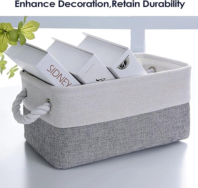 Fabric Storage Bins 12x8x5 inch [6-Pack] with Rope Handles - Decorative Baskets for Organizing-Ruum Studio Home