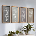 3D Wooden Floral Bathroom Wall Decor (Set of 4) Lightweight, Ready-to-Hang Framed Wall Art For Living Room, Bedroom, or Office - Premium Boho Botanical Farmhouse Decorations - Gift-Boxed-Ruum Studio Home