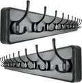 Dseap Wall Mounted Coat Rack: 38-1/4" Long, Patented, Heavy-Duty, 10-Double-Hooks Wooden Hanger Rail for Winter Coats, Hats, Jackets, Clothing - Black, Pack of 2-Ruum Studio Home