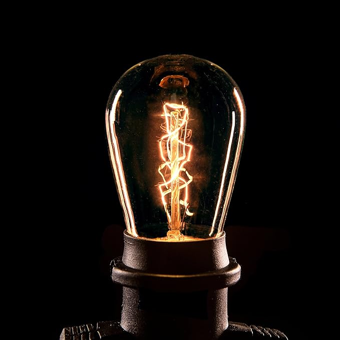 Hometown Evolution, Inc. E26 Outdoor Commercial String Lights with Suspended Socket for Weatherproof Heavy Duty Vintage Outside Lighting (S14 Zig Zag Edison 11 Watt Bulbs, 50 Foot 25 Socket)-Ruum Studio Home