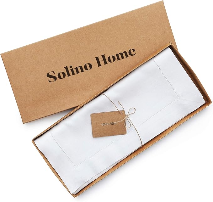 Solino Home Linen White Table Runner 156 Inches Long - 100% Pure Linen Extra Long Table Runner 14 x 156 Inch for Fall, Autumn, Halloween, Thanksgiving - Classic Hemstitch-Ruum Studio Home
