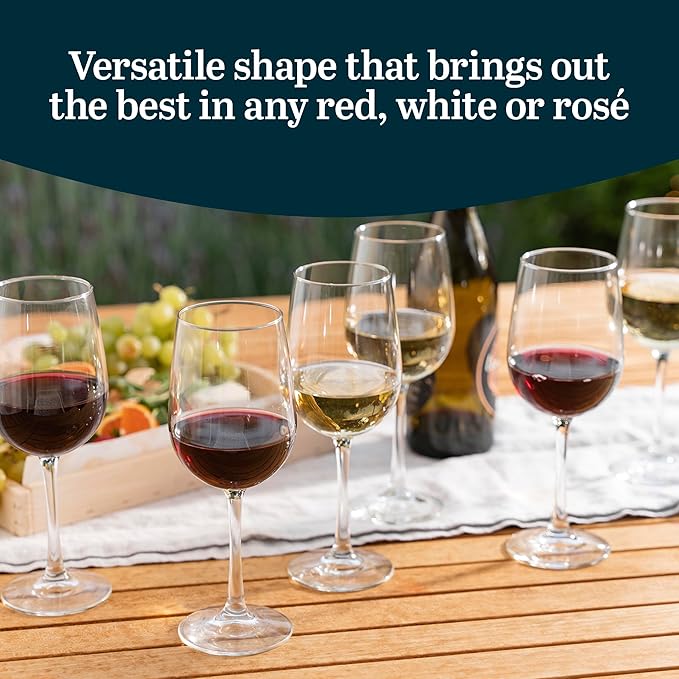 Libbey Vina Tall Wine Glasses Set, All Purpose Red and White Wine Glasses Set of 12, Professional Grade Glass Wine Glasses for Gatherings, Events-Ruum Studio Home