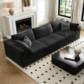 118" Cloud Couch Modular Sectional Sofa for Living Room,Modern Sofa with Deep Seat，3 Seater Boneless Couch,Comfy Upholstered Corduroy Couches for Apartment, Studio, Office,Bedroom，Black-Ruum Studio Home