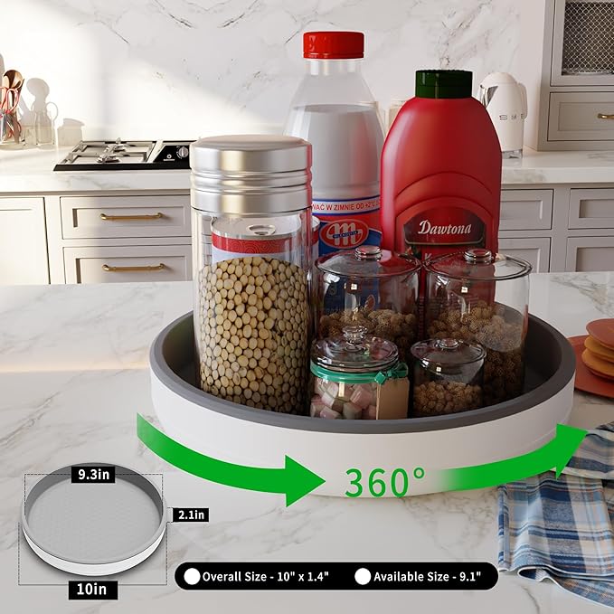 1 Pack 10 Inch Non-Skid Lazy Susan Turntable Organizers - Spinning Rack for Pantry Organization and Storage, Kitchen, Cabinet, Fridge, Bathroom Vanity, Countertop, Under Sink Organizing, Spice Rack-Ruum Studio Home