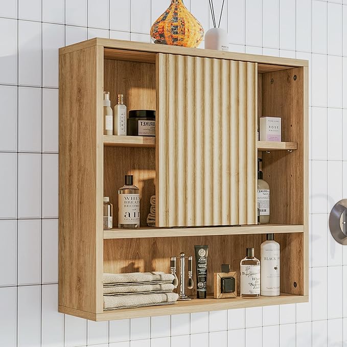 2 Pcs Bathroom Wall Cabinet Above Toilet Storage，Wall Mounted Storage with Adjustable Shelves, Space-Saving Modern Design for Bathroom & Laundry Room, Kitchen, Dining Room, Living Room-Ruum Studio Home
