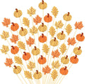 Fall Cocktail Picks Pumpkin Maple Leaf Assorted Autumn Theme Toothpicks Fruit Drinks Dessert Sticks Food Sandwich Appetizer Charcuterie Skewers, for Thanksgiving Decorations Party Supplies (200)-Ruum Studio Home