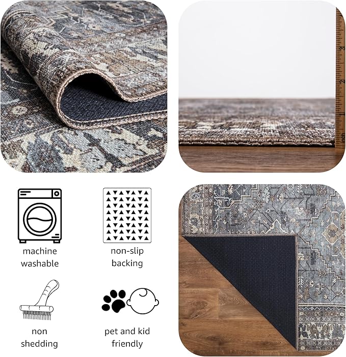 Keen Home Design 3x5 Rug - Machine Washable Entry Rug with Non-Slip Backing, Ideal for Enteryway, Kitchen, Bathroom, Laundry Room - Vintage, Easy Clean, Durable, Low Pile Rug - (3' x 5')-Ruum Studio Home