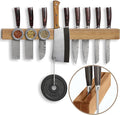 Premium 24 inch Magnetic Knife Holder for Wall with 2x Storage & Charming Wood - Knife Magnetic Strip, Under Cabinet Magnet Knives Storage - Magnet Strip Rack Kitchen Utensil Holder Organizer Tool-Ruum Studio Home