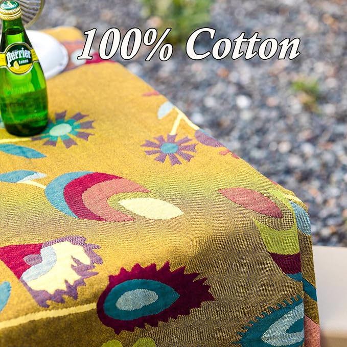 Snycler Boho Throw Blanket for Bed, 100% Organic Cotton Muslin Soft Throw-Yellow Boho Floral Farmhouse Rustic Spring Summer Fall Decor Blanket for Couch Sofa Quilt and Gift, 80" x 90"-Ruum Studio Home