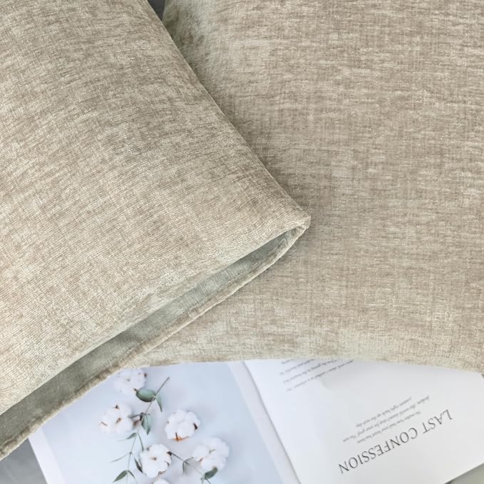CaliTime Throw Pillow Covers Decorative 20 X 26 Inches Pack of 2 Cozy Chenille Standard Pillow Shams Cases for Couch Sofa Bed Living Room Home Light Taupe-Ruum Studio Home