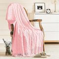 inhand Knitted Gift Throw Blankets for Couch and Bed,Valentines Day Decor Blanket for Her Him Girlfriend Wife, Pink Romatic Lightweight Decorative with Tassel, Farmhouse Warm Woven for Women, 60"x80"-Ruum Studio Home