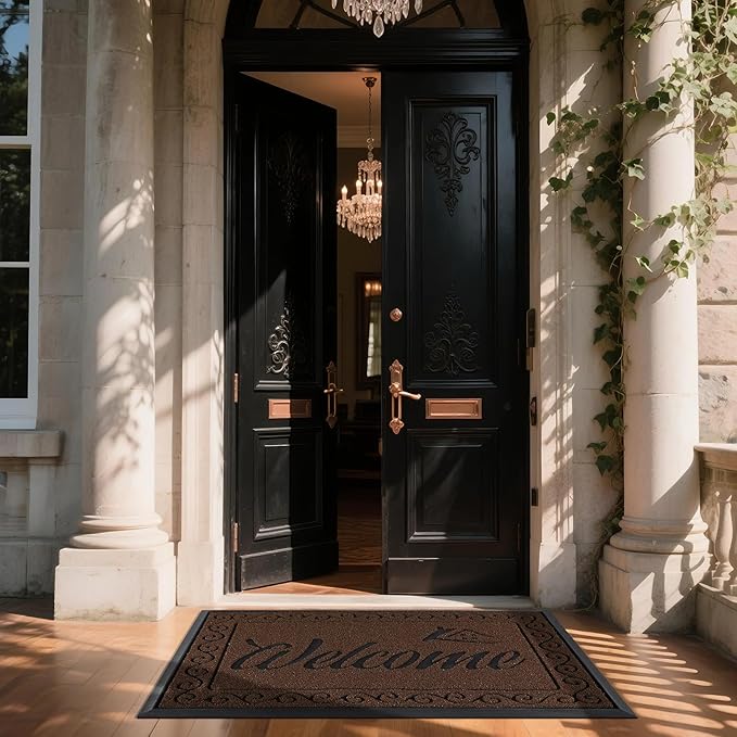 Yimobra Welcome Mat, Heavy Duty Sturdy Door Mats for Home Entrance Outdoor Indoor, Front Doormat for Outside Patio Floor Entry Porch Garage Office, Waterproof, Low Profile, 60 x 36, Coffee-Ruum Studio Home
