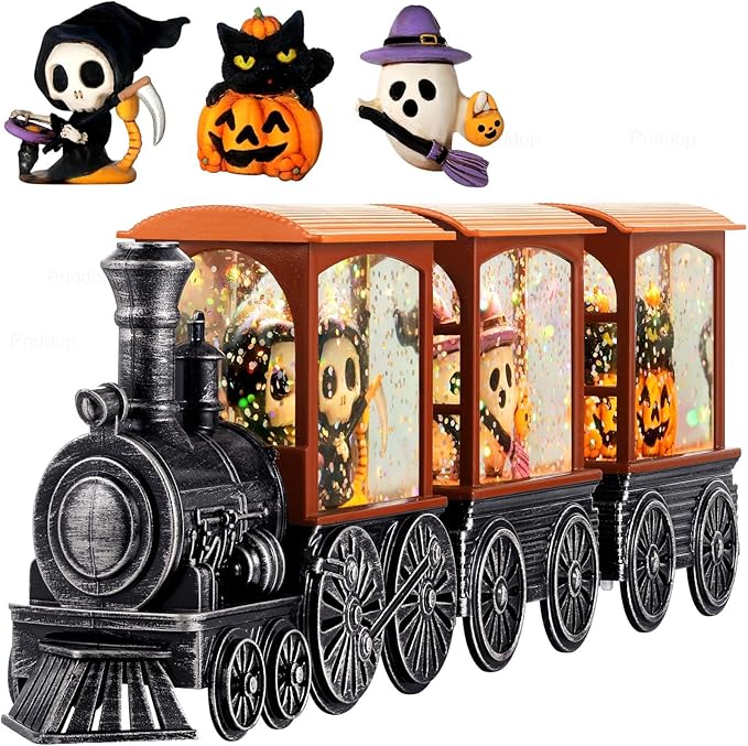 Halloween Snow Globe Train Skeleton Reaper Black Cat Pumpkin Ghost Classic Relief Texture Battery Powered LED Glitter Halloween Decorations Indoor-Ruum Studio Home