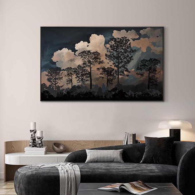 SIGNWIN 30"x60" Extra Large Framed Wall Art Silhouetted Trees at Dusk, Dramatic Forest and Cloudscape for Home Living Room Bedroom Decor (Frame Assembly Required)-Ruum Studio Home