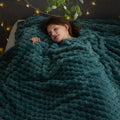 NEWCOSPLAY Super Soft King Blanket Light Teal Premium Silky Flannel Fleece 3D Clouds Stylish Jacquard Lightweight Bed Blanket All Season Use 350GSM (Light Teal, King(90"x110"))-Ruum Studio Home