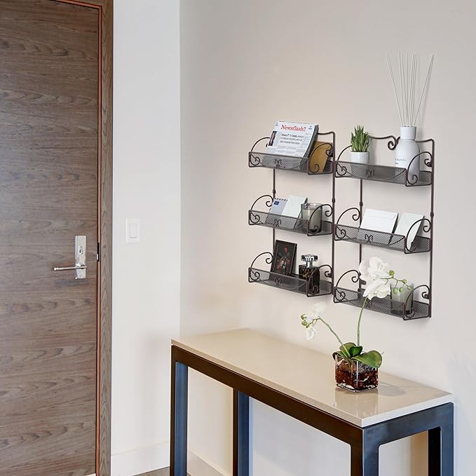 Deco Brothers 3 Tier Wall Mounted Spice Rack, 2 Pack, Bronze-Ruum Studio Home
