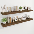 Marsmiles 55" Floating Shelves for Wall, Wooden Shelves with Invisible Brackets Set of 2, Rustic Farmhouse Wall Mounted Shelf for Kitchen Bathroom Living Room Study, Walnut-Ruum Studio Home