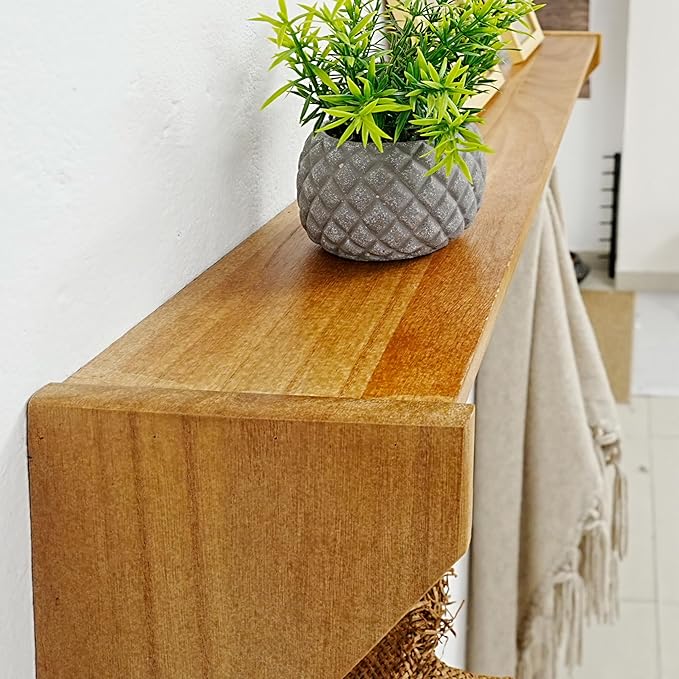 SKOLOO Wall Shelf with Hooks, 24-Inch Brown Coat Rack Wall Mount with Shelf Organizer - Lightweight & Sturdy, 5 Tri Hooks - Perfect for Entryway, Hallway, Living Room, Bedroom, Mudroom-Ruum Studio Home