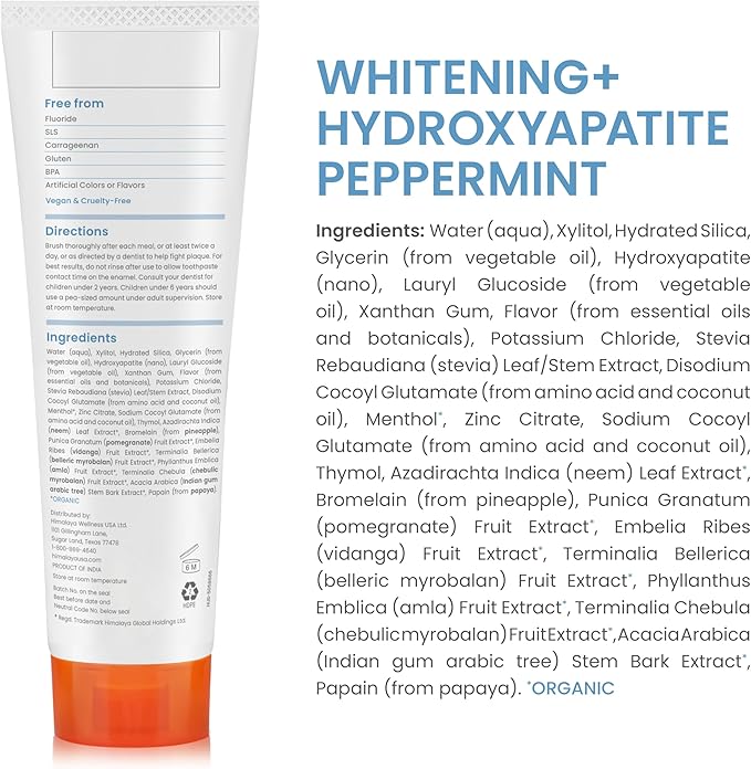 Himalaya Botanique Whitening + Hydroxyapatite Toothpaste, Peppermint - Nano Hydroxyapatite to Support Remineralization and Restore Enamel, Appropriate for Sensitive Teeth - Gluten Free, 4 oz, 4 Pack-Ruum Studio Home