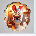 3D Mouse Sitting on Toilet - Mousehole Wall Sticker Decal - Removable Bathroom Decor - Kids Room - Peel & Stick - Whimsical Home Decor - MICESTERPIECE-Ruum Studio Home