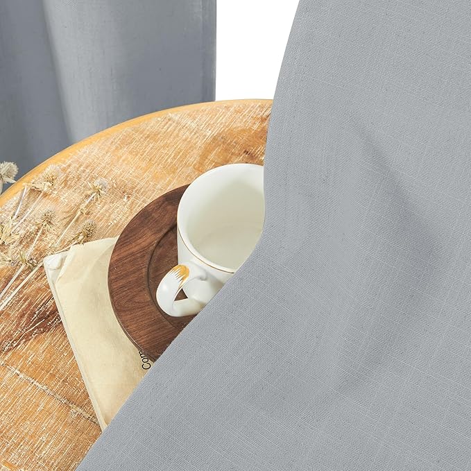 Joydeco Linen Curtains 63 inches Long 2 Panel Sets for Living Room, Light Filtering Drapes with Rod Pocket Back Tab, Ebony Grey Window Long Curtains-Ruum Studio Home