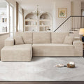 104" Cloud Sectional Couches for Living Room,L Shaped Boneless Couch in A Box,Sleeper Sofa with Comfy Chaise No Assembly Required,Beige-Ruum Studio Home