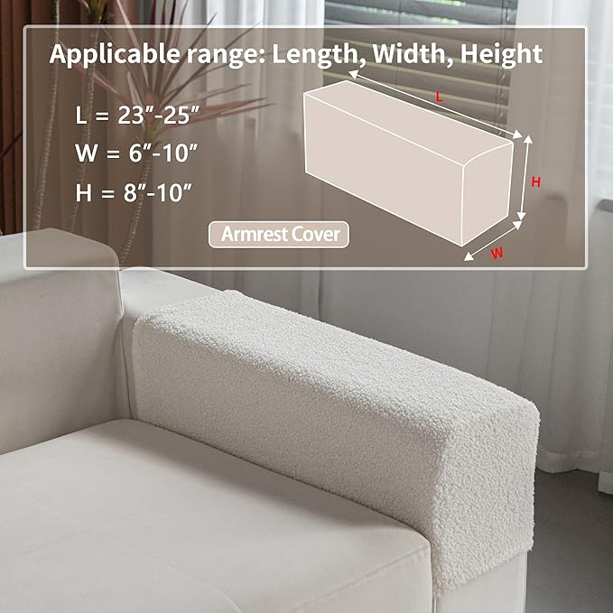 Couch Cushion Covers for Sectional Sofa, Stretch Soft Sofa Slipcovers Washable Wear-Resistant Universal Furniture Protector for Living Room(1 Piece Armrest Cover, Ivory)-Ruum Studio Home