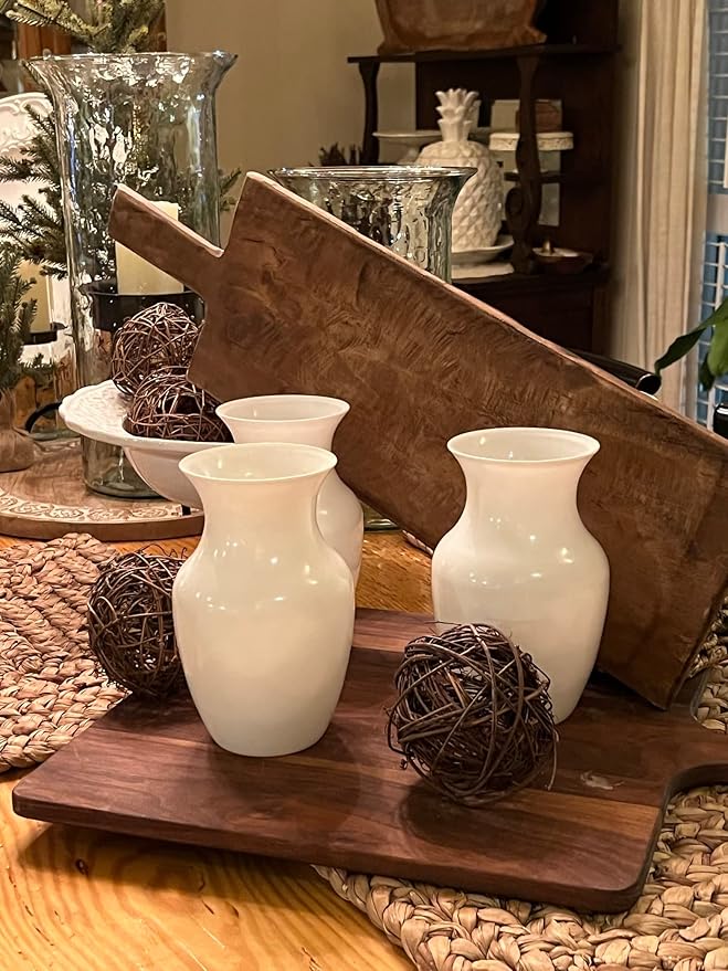 Floral Supply Online - 8" White Rose Vase and Flower Guide Booklet - Decorative Glass Flower Vase for Floral Arrangements, Weddings, Home Decor or Office.-Ruum Studio Home