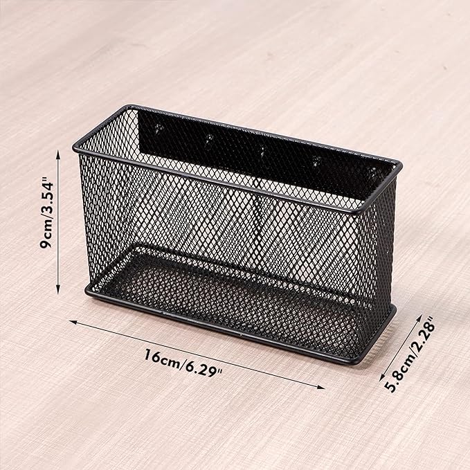 Magnetic Storage for Locker Baskets Organizer Black Magnetic Basket with 5 Strong Magnets, Magnetic Locker Organizer Holder for Whiteboard Office, 6.29'' × 2.28'' × 3.54''-Ruum Studio Home