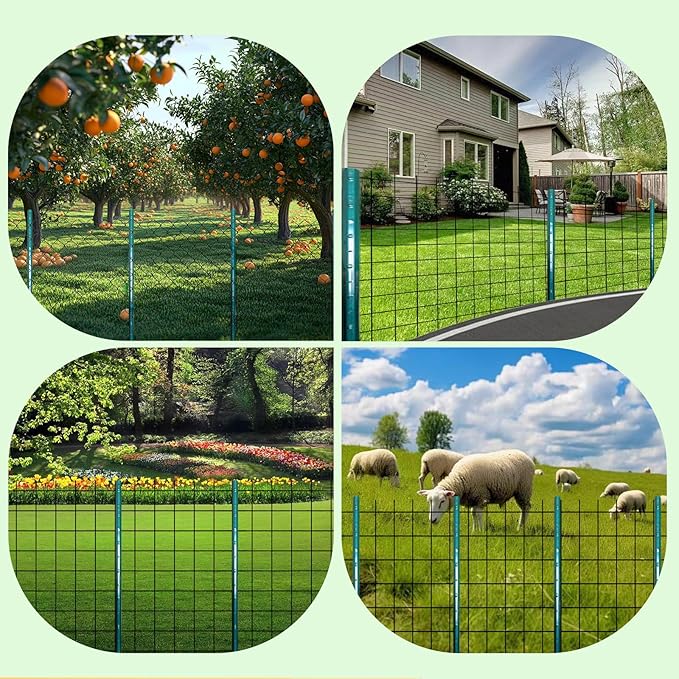 ARIFARO Fence Posts 4 Feet Sturdy Duty Metal Fence Post, Pack of 10, No Dig Garden U Post for Wire Fencing Steel Post for Yard, Outdoor Wire, FP-4FT-Ruum Studio Home