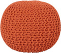 REDEARTH Round Pouf Ottoman - Hand Knitted Cable Boho Poof - Pouffe Circular Footrest for Living Room - Bedroom - Patio - 100% Cotton (19.5"x19.5"x14") - Burnt Orange-Ruum Studio Home