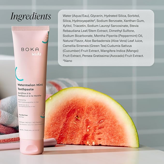 Boka Fluoride Free Toothpaste Nano Hydroxyapatite Toothpaste - Watermelon Mint Flavor, 4 oz 1Pk US Manufactured-Ruum Studio Home