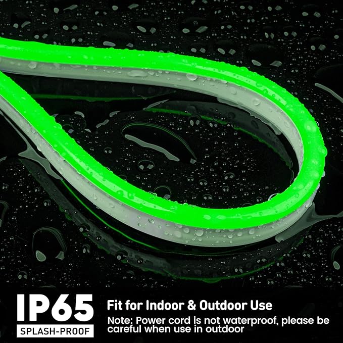 GZBtech Flexible LED Neon Rope Lights 16.4FT,AC 110-120V Waterproof Strip Light, 120 LEDs/M Cuttable Connectable Neon Lighting for Indoor Outdoor Home Decor/Commercial Building Use-Green 5M-Ruum Studio Home
