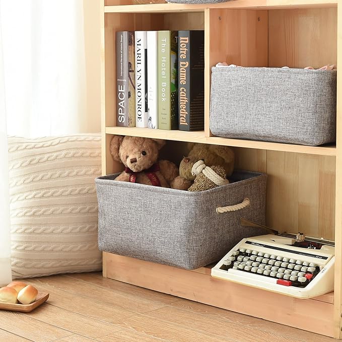 TheWarmHome Large Storage Bins Basket, 2 Pack Grey Fabric Storage Cubes for Changing Table Nursery Livingroom Kidsroom Playroom Toy, Collapsible Storage Baskets for organizing Shelves Closet-Ruum Studio Home