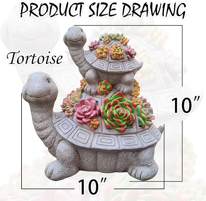 Large Turtle Solar Garden Outdoor Statues with Succulent and 6 LED Lights,Outside Solar Turtle Decor Art for Garden,Home,Lawn,Yard, Balcony Ornament-Ruum Studio Home