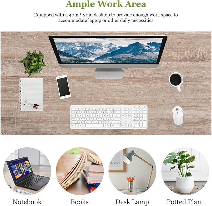 PayLessHere | 39 Inch Computer Desk | Nature | Office Desk with Metal Frame, Adjustable Feet | Water-Resistant, Scratchproof Surface | Sturdy Writing Table for Home Office or Study | Pack of 1-Ruum Studio Home