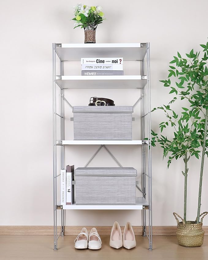 WUIKE Storage Bins with Lids, Collapsible Stackable Storage Bins with Handles, Clothing Storage Containers for Closet, Fabric Shelf Baskets, Large, Light Gray/Slub Gray, 3-Pack-Ruum Studio Home