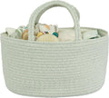 Diaper Caddy Organizer Cotton Rope Baby Basket Nursery Storage and Portable Tote Bag for Car Ideal Baby Shower Gifts and Registry Must-Have for Newborn Essentials Large light green-Ruum Studio Home