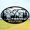 Rustic Metal Deer Cabin Sign, Outdoor Welcome Sign for Front Porch, Great Gift for Hunters, Farmhouse Cabin Decor-Ruum Studio Home
