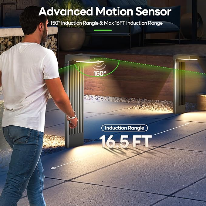 Solar Pathway Lights Outdoor 6Pack, 400LM Motion Sensor Walkway Lights with Warm/Cool White, 12H Lasting, IP65 Waterproof Solar Powered Landscape Lighting for Garden, Yard-Ruum Studio Home